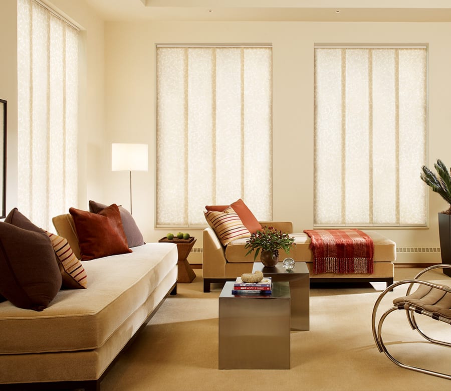 living room privacy gliding window panels Houston TX