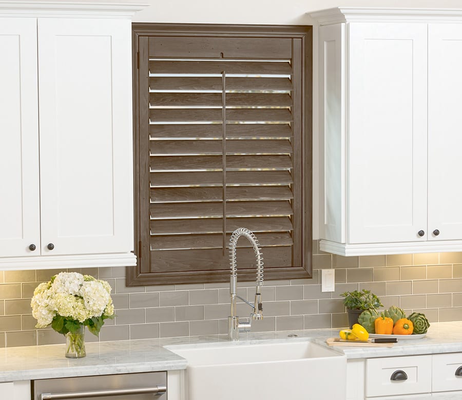 kitchen dark hardwood shutters Houston TX