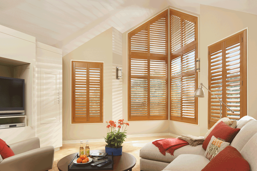 benefits of plantation shutters for angled windows Houston TX.