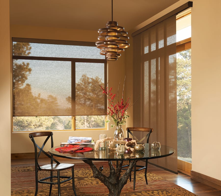 Add window treatments that cut the glare during the changing season to your Houston area home.