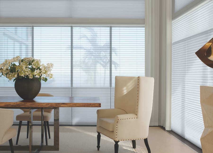 dual shades cellular shades one light filtering one opaque for light control Houston TX