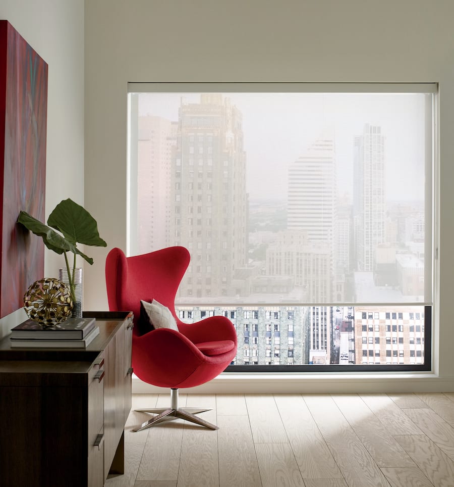 Designer Screen shades with 10% opacity by Hunter Douglas.