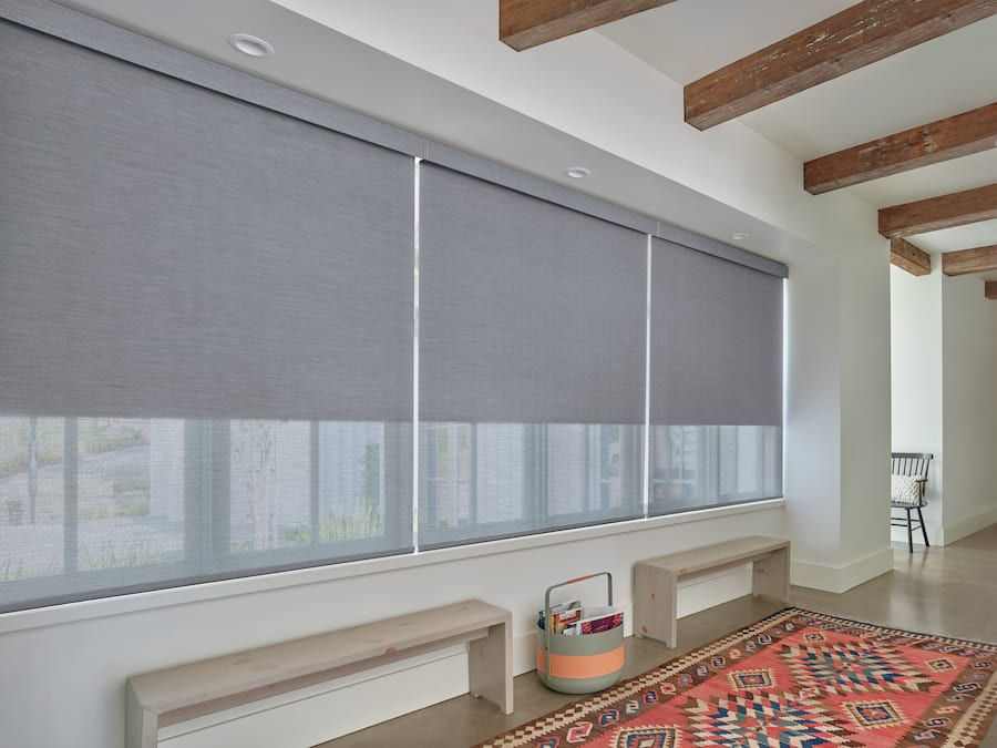 Hallway with Dual Roller Shades, Houston, TX.