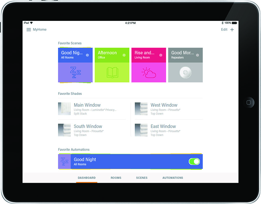 ipad control of smart shades to schedule adjustments in houston TX