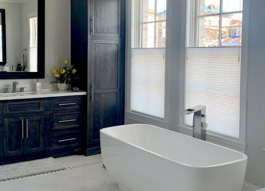 bathroom window coverings with top down shades Magnolia TX