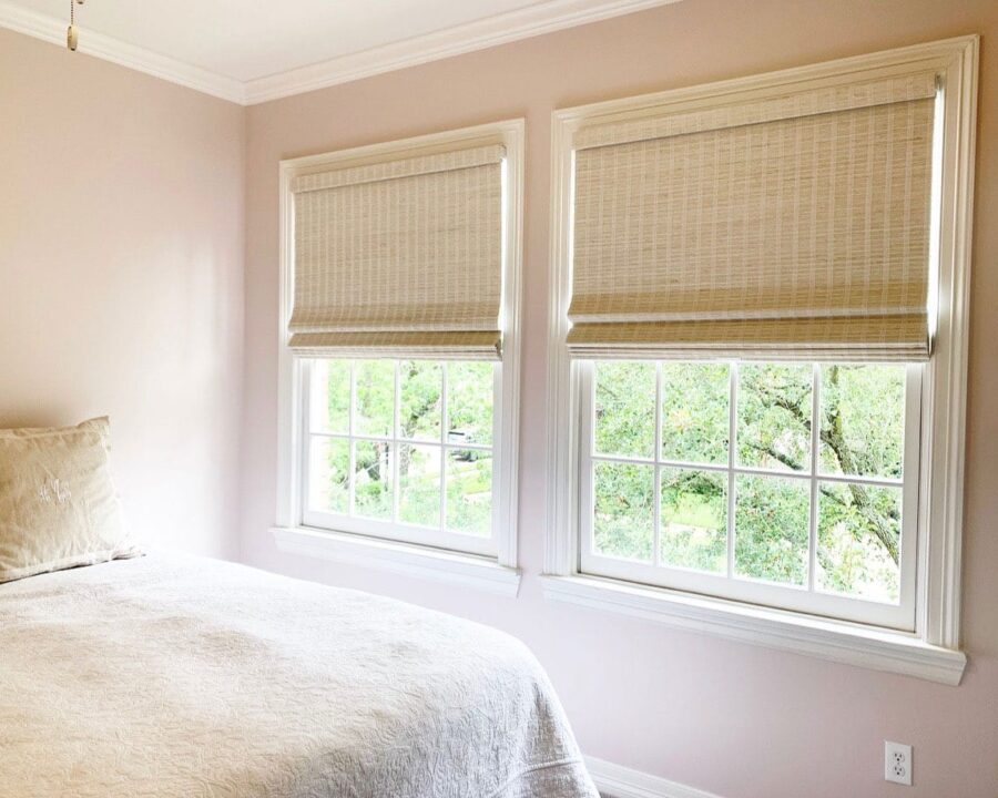 neutral woven wood shades in Magnolia TX