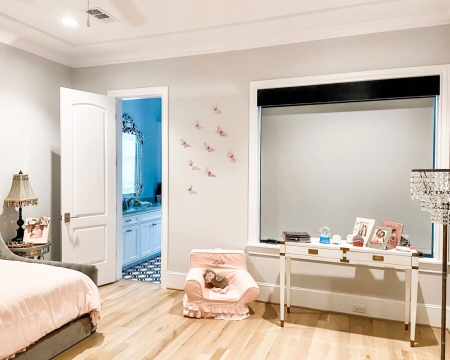 gray dual roller shades in child's bedroom in Houston TX