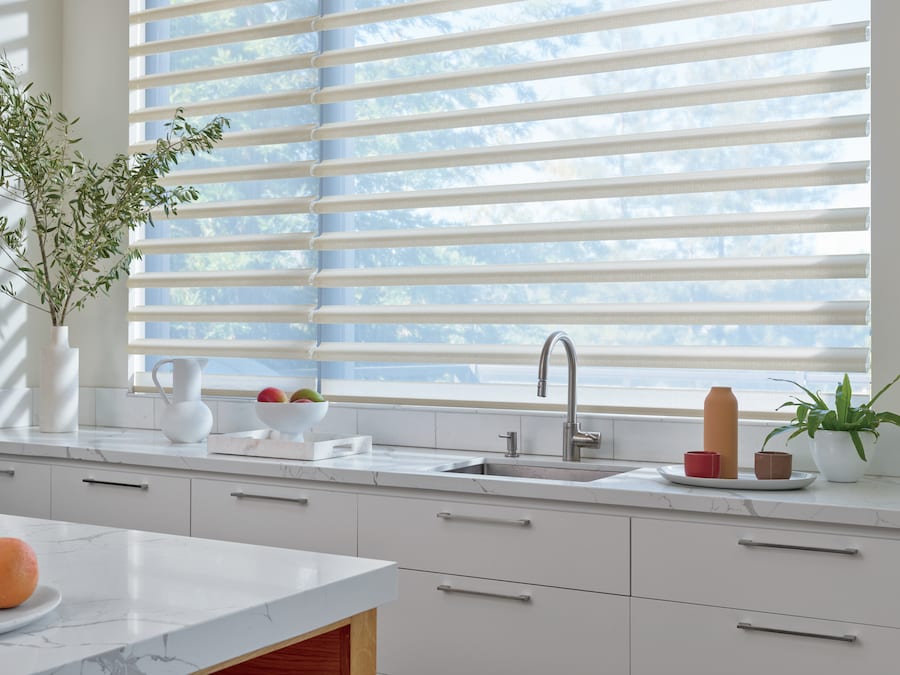 window shades above kitchen sink in Houston TX