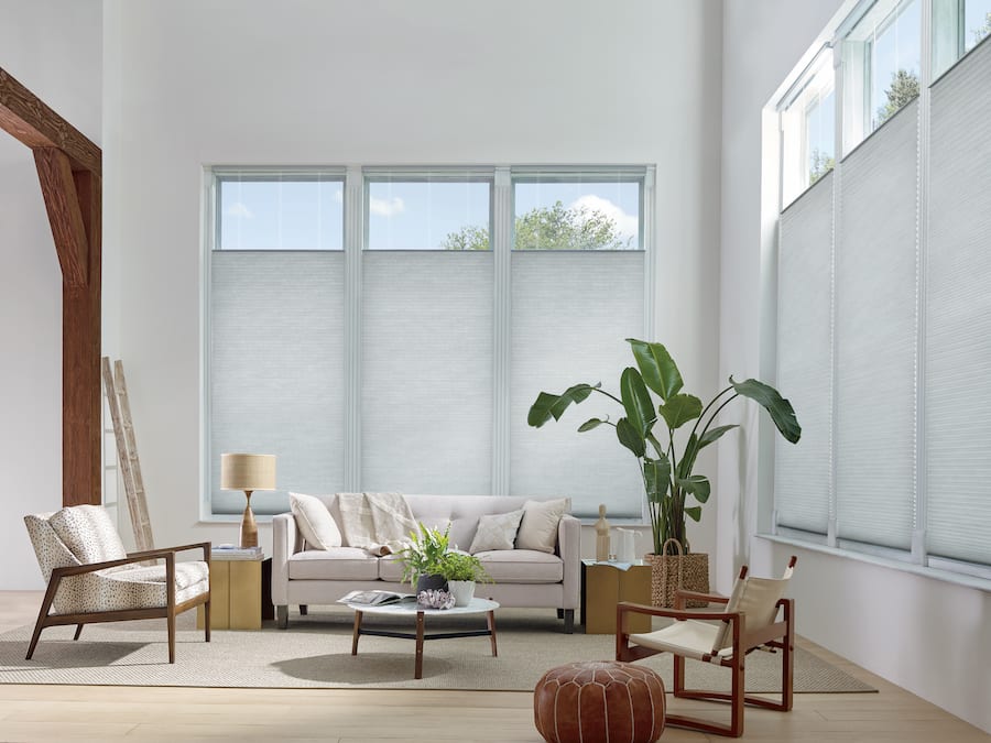 living room cellular shades in Houston TX home