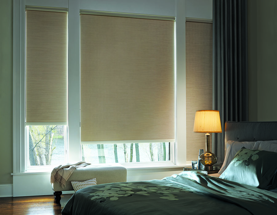 bedroom designer roller shades In Houston