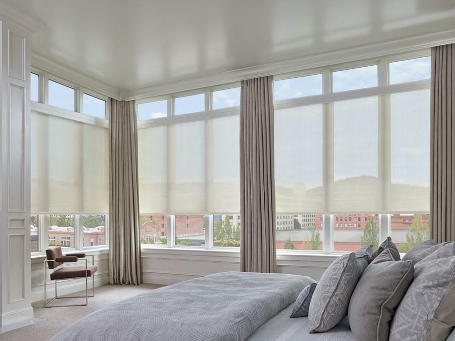 blinds for floor to ceiling windows in Houston condo