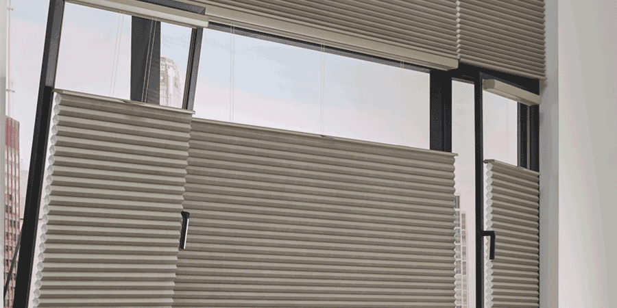 tilt turn windows with window shades covering in Houston TX