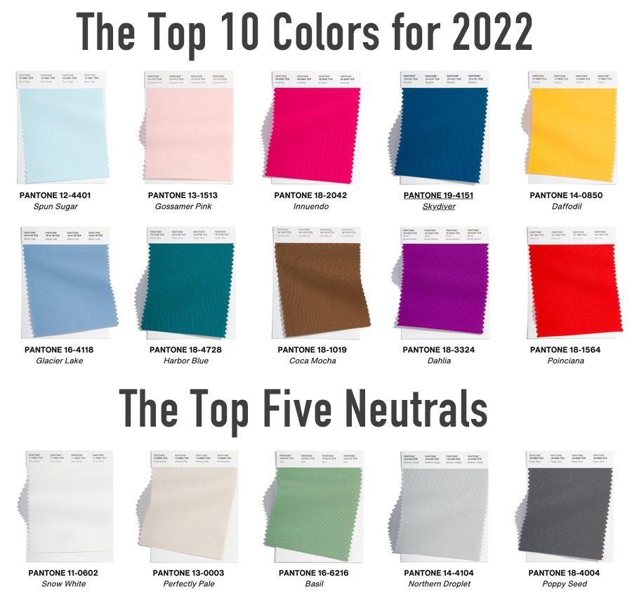 top colors for upcoming color palette 2022