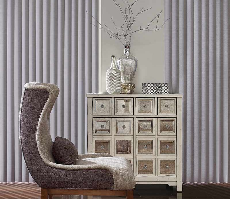 orchid colored modern vertical window shades for room darkening in Houston, TX