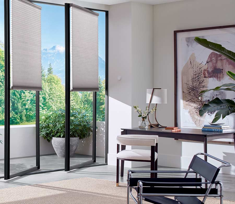 modern sleek home office space with european tilt turn glass doors in Houston, TX