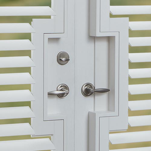 rectangular door handle cut-outs for shutters on french doors