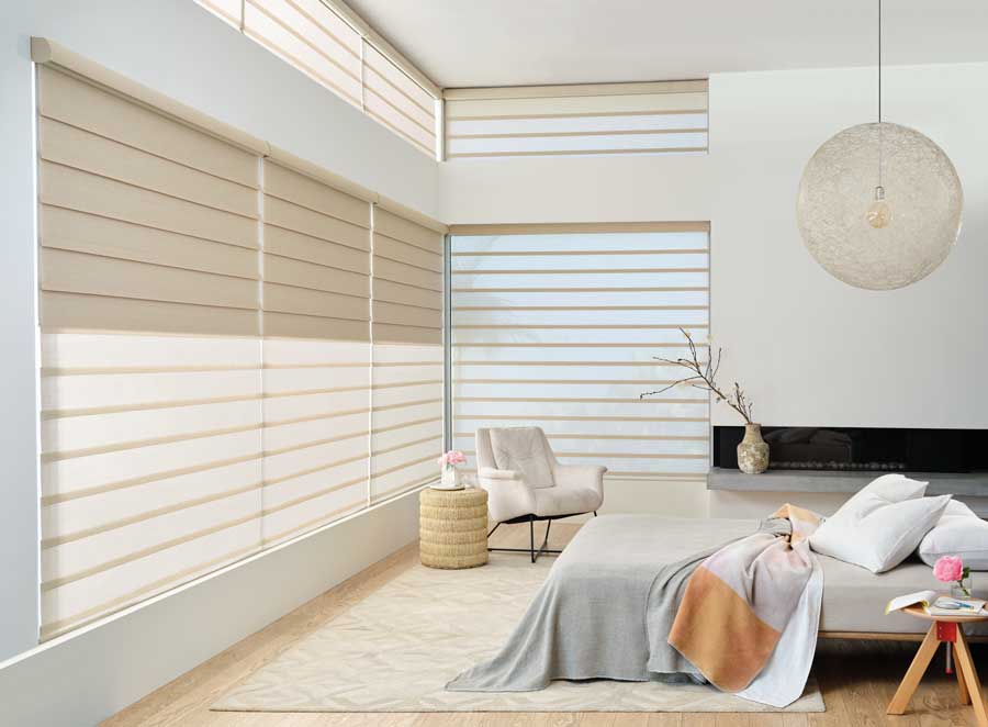 bedroom roman shades with dual shades feature in Houston TX