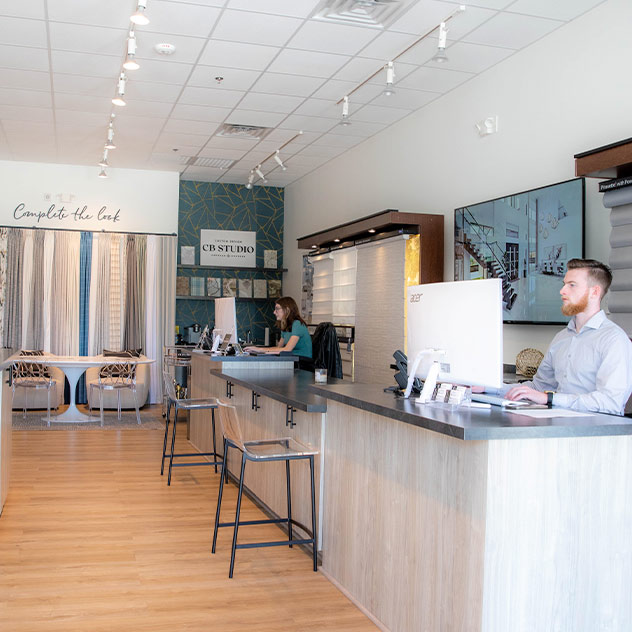 interior of window treatments showroom houston, TX