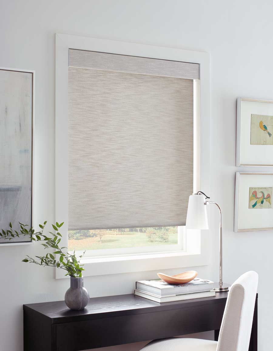 neutral fabric roller shades in Memorial TX