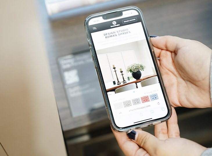 powerview app in window shade showroom