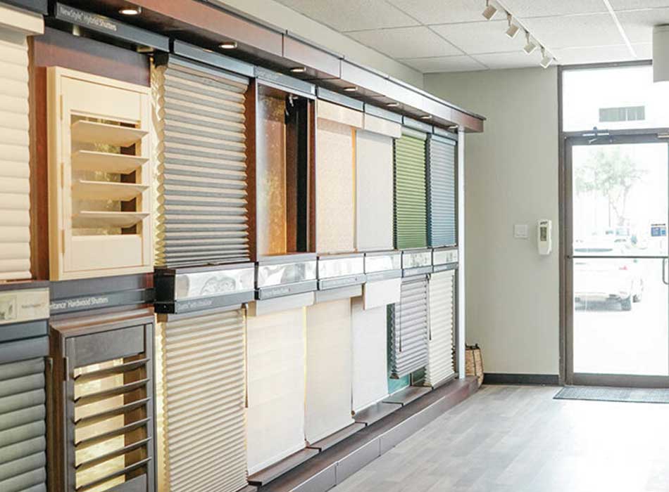 blinds and shades drapery option in showroom at creative blinds