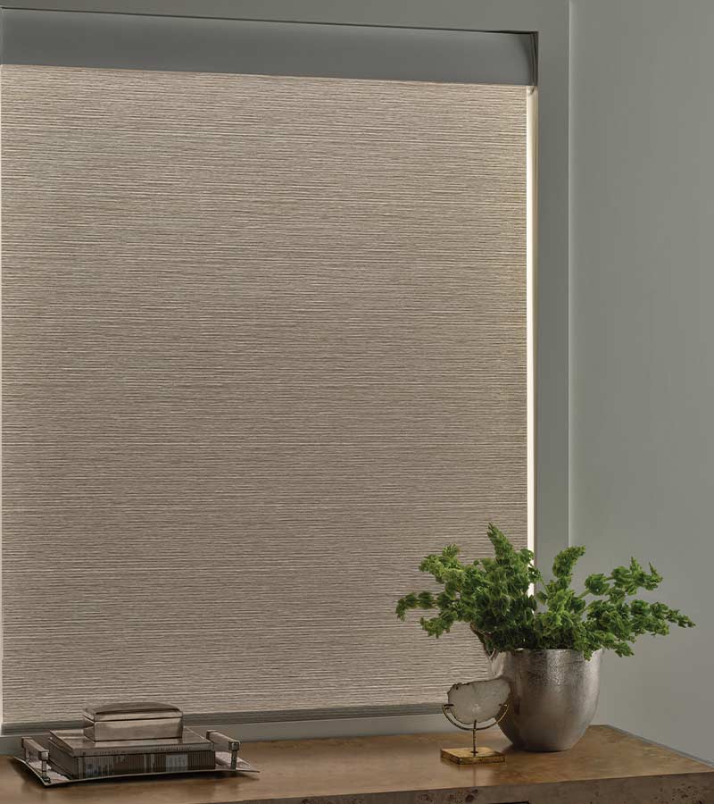 aura-illuminated-shades-designer-roller-shades-creative-blinds window shade with aura illuminated shade in bedroom