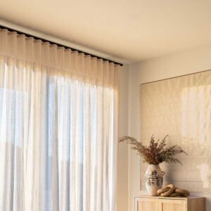 neutral-ripplefold-drapery-black-hardware-creative-blinds ripplefold drapery with black hardware houston tx