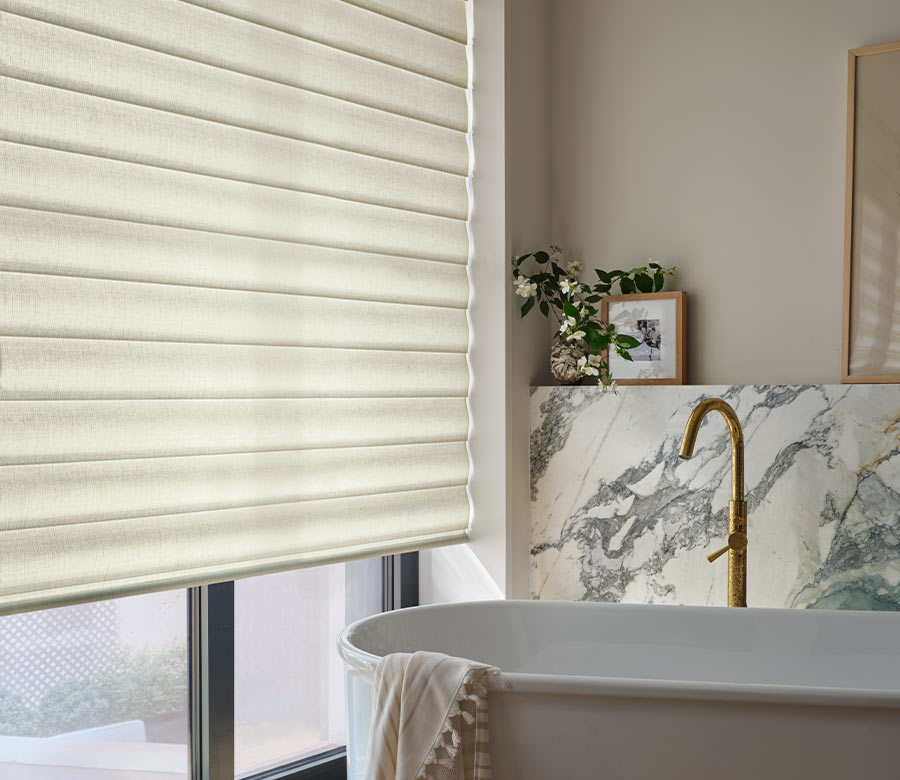 pirouette-window-treatments-bathroom-shades-detail-hunter-douglas-creative-blinds neutral pirouette window shades in bathroom hunter douglas