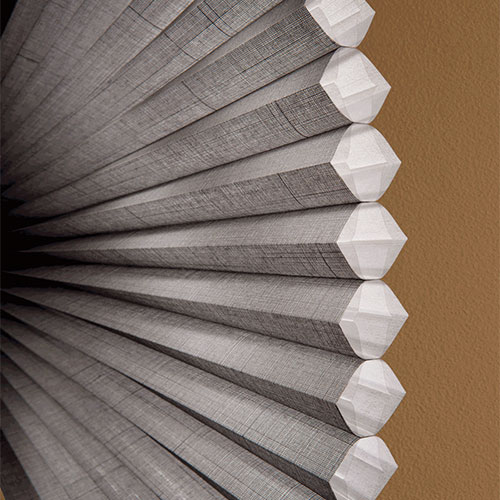 up close view of cellular construction of honeycomb shades