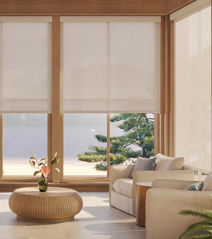 neutral shade light filtering shades for large windows